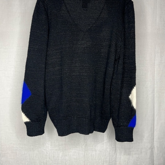 VTG Christine Phillipe Blue Black White Geometric Sweater - Picture 5 of 6